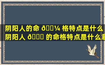 阴阳人的命 🌼 格特点是什么（阴阳人 🍁 的命格特点是什么意思）
